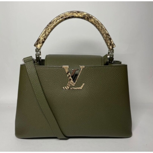 Louis Vuitton Capucines MM | Khaki Taurillon with Python Handle