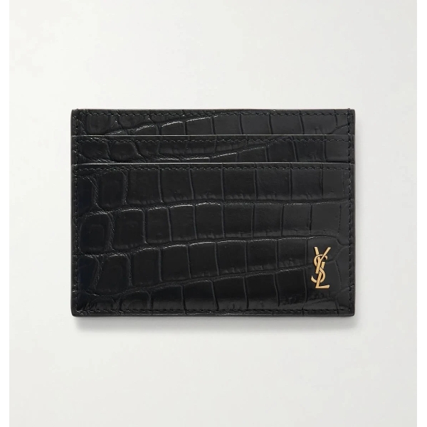 Saint Laurent Logo-Appliquéd Croc-Effect Leather Billfold Wallet Men